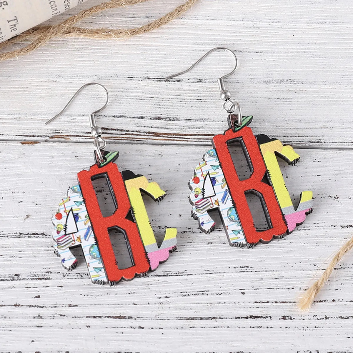 1 Pair Casual Letter Wood Drop Earrings