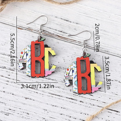 1 Pair Casual Letter Wood Drop Earrings