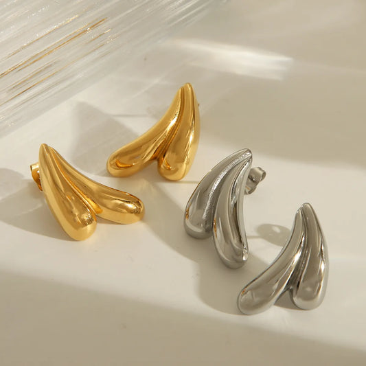 1 Pair Casual Luxurious Water Droplets Wings 304 Stainless Steel 18K Gold Plated Ear Studs