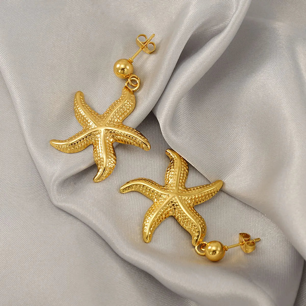 1 Pair Casual Marine Style Simple Style Starfish Shell Polishing 304 Stainless Steel 18K Gold Plated Drop Earrings