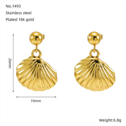 1 Pair Casual Marine Style Simple Style Starfish Shell Polishing 304 Stainless Steel 18K Gold Plated Drop Earrings