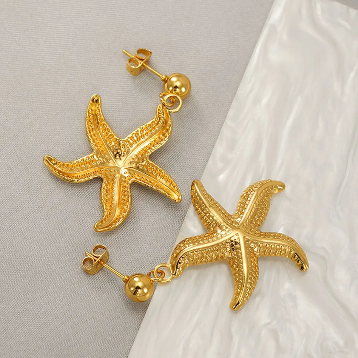 1 Pair Casual Marine Style Simple Style Starfish Shell Polishing 304 Stainless Steel 18K Gold Plated Drop Earrings