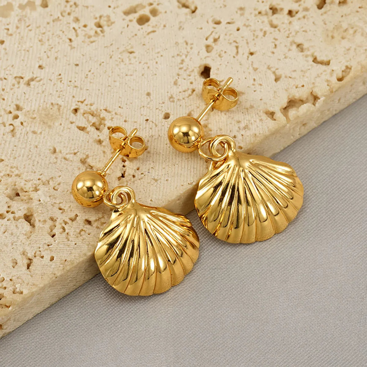 1 Pair Casual Marine Style Simple Style Starfish Shell Polishing 304 Stainless Steel 18K Gold Plated Drop Earrings