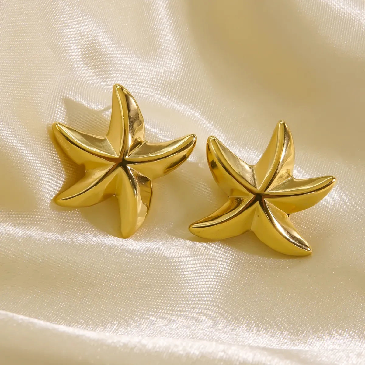 1 Pair Casual Marine Style Starfish Stainless Steel 14k Gold Plated Ear Studs