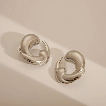 1 Pair Casual Modern Style C Shape Tornado Plating 304 Stainless Steel 18K Gold Plated Ear Studs