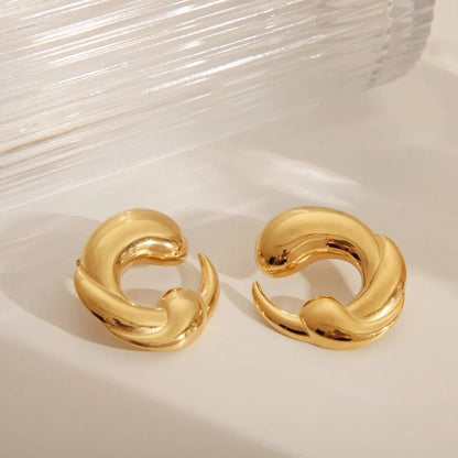 1 Pair Casual Modern Style C Shape Tornado Plating 304 Stainless Steel 18K Gold Plated Ear Studs