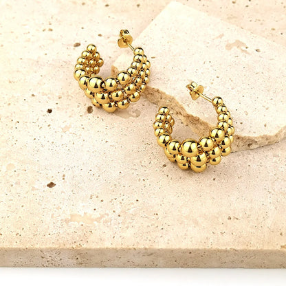 1 Pair Casual Modern Style Classic Style C Shape Plating Stainless Steel 14k Gold Plated Earrings