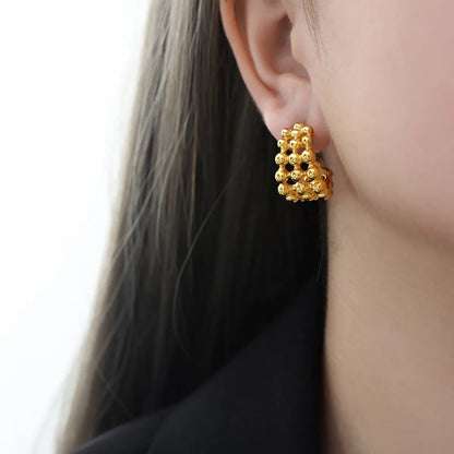 1 Pair Casual Modern Style Classic Style C Shape Plating Stainless Steel 14k Gold Plated Earrings