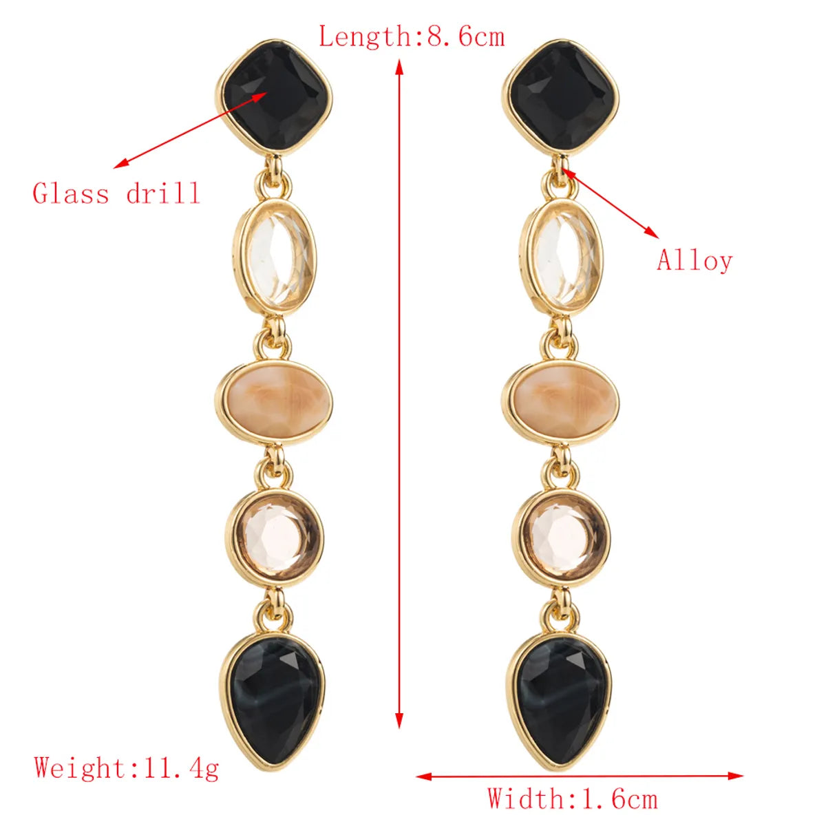 1 Pair Casual Modern Style Classic Style Oval Inlay Alloy Resin 18K Gold Plated Drop Earrings