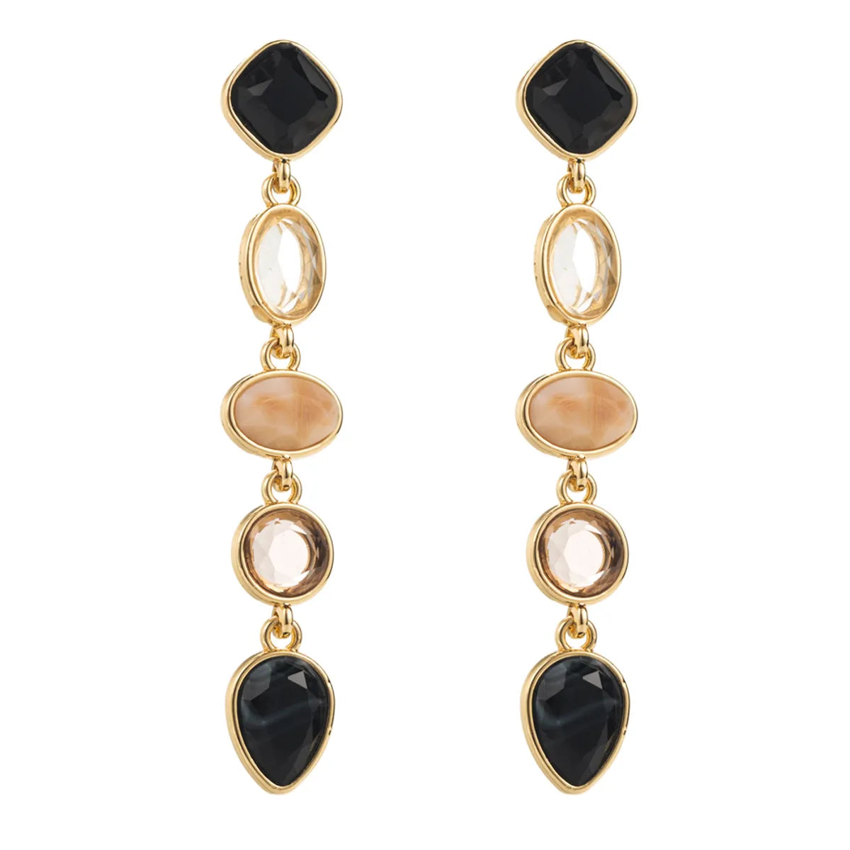 1 Pair Casual Modern Style Classic Style Oval Inlay Alloy Resin 18K Gold Plated Drop Earrings