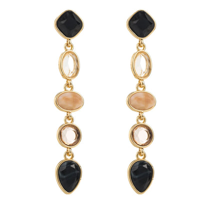 1 Pair Casual Modern Style Classic Style Oval Inlay Alloy Resin 18K Gold Plated Drop Earrings