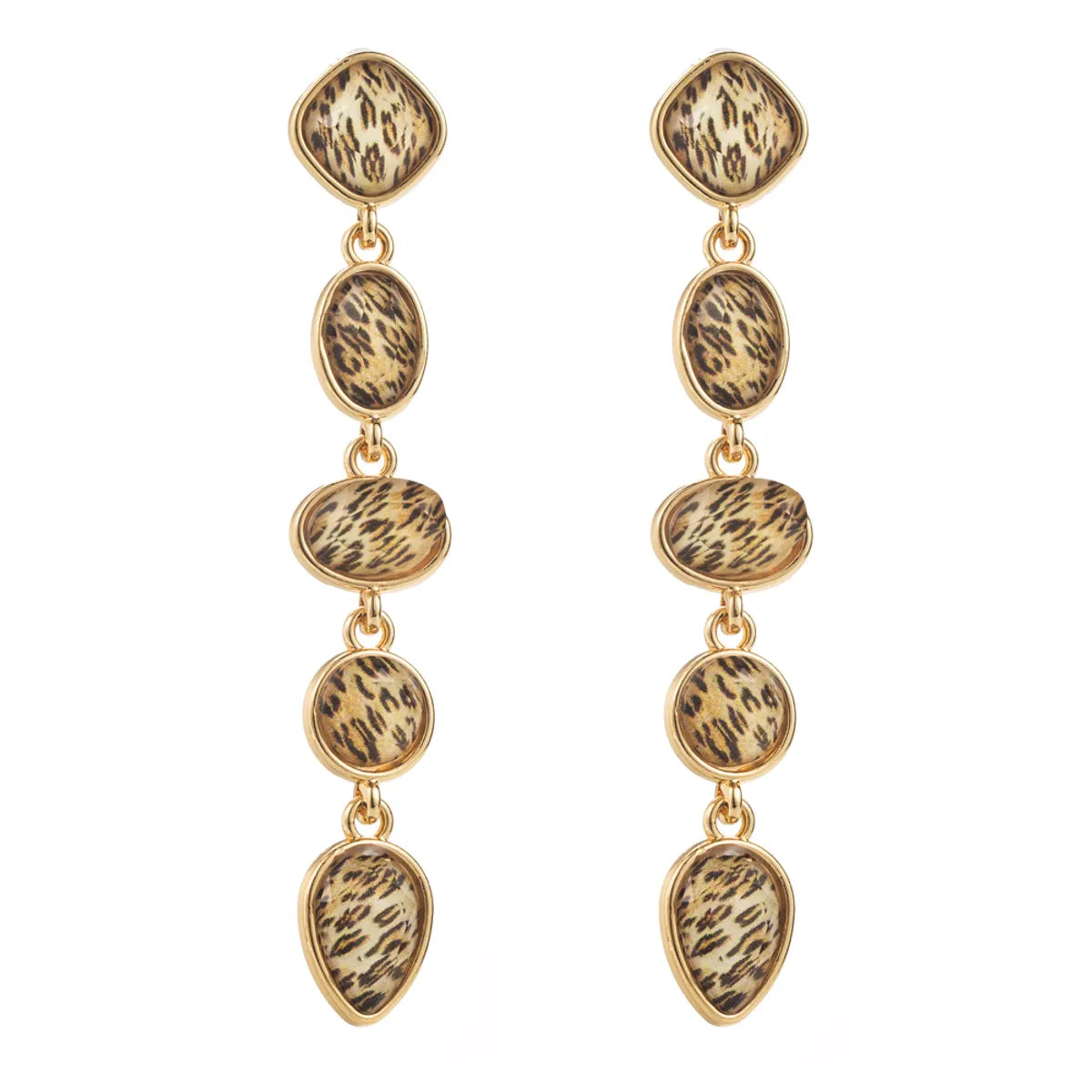 1 Pair Casual Modern Style Classic Style Oval Inlay Alloy Resin 18K Gold Plated Drop Earrings