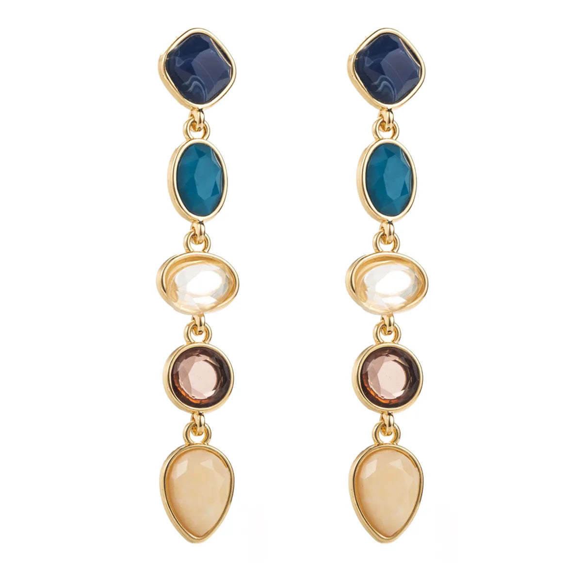 1 Pair Casual Modern Style Classic Style Oval Inlay Alloy Resin 18K Gold Plated Drop Earrings