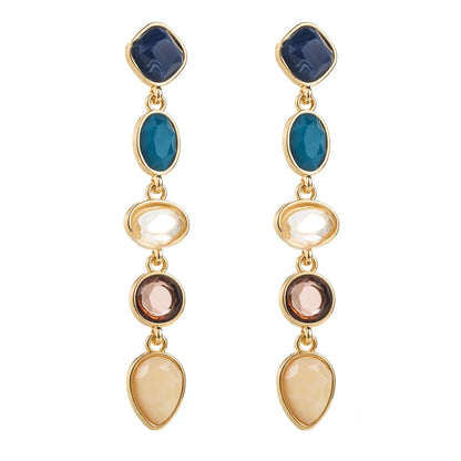 1 Pair Casual Modern Style Classic Style Oval Inlay Alloy Resin 18K Gold Plated Drop Earrings