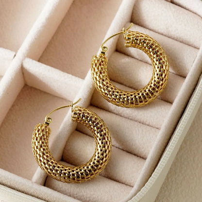 1 Pair Casual Modern Style Classic Style Round Plating Stainless Steel 14k Gold Plated Earrings