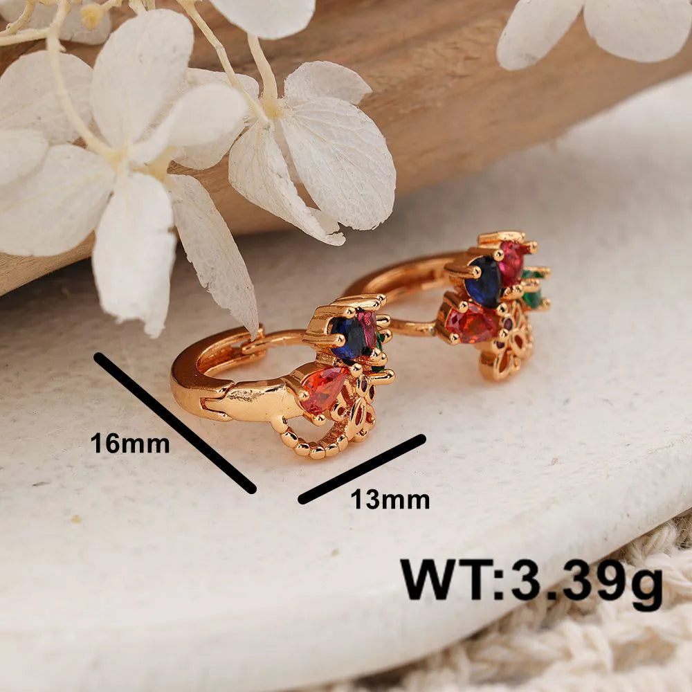 1 Pair Casual Modern Style Color Block Inlay Copper Zircon Earrings