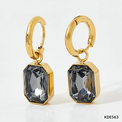 1 Pair Casual Modern Style Cool Style Square Plating 304 Stainless Steel Zircon 16K Gold Plated White Gold Plated Gold Plated Earrings