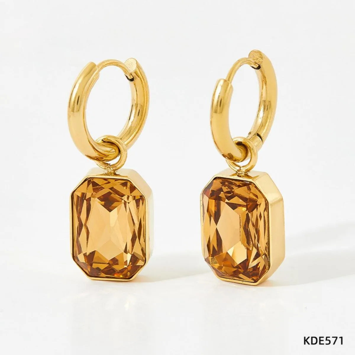 1 Pair Casual Modern Style Cool Style Square Plating 304 Stainless Steel Zircon 16K Gold Plated White Gold Plated Gold Plated Earrings