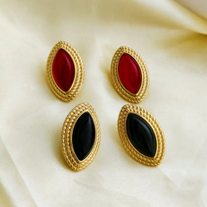 1 Pair Casual Modern Style Eye Inlay 304 Stainless Steel Agate 18K Gold Plated Ear Studs