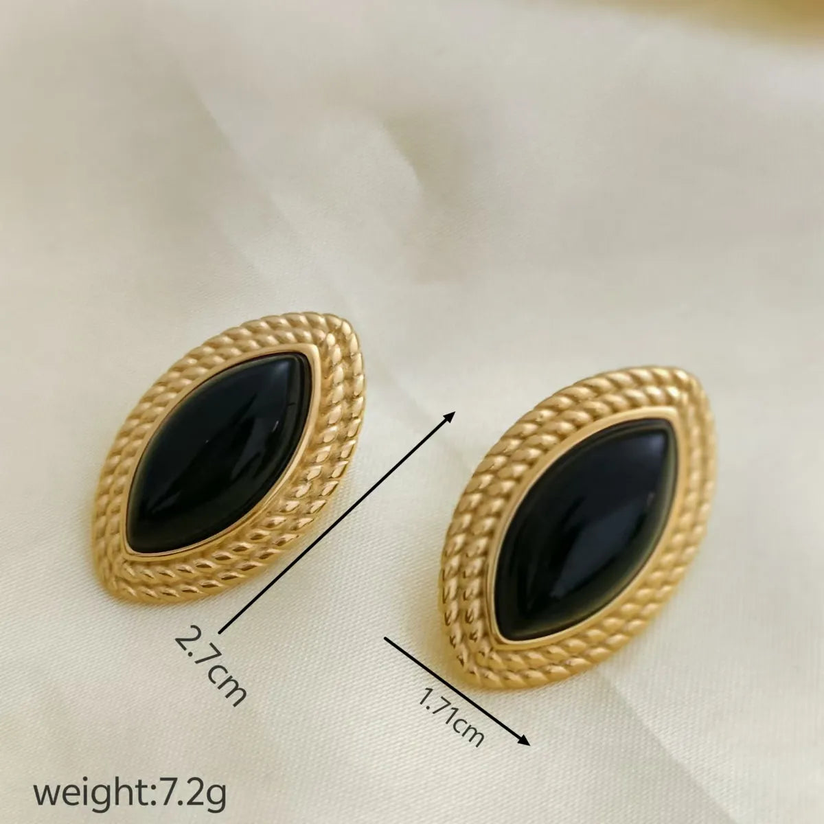 1 Pair Casual Modern Style Eye Inlay 304 Stainless Steel Agate 18K Gold Plated Ear Studs