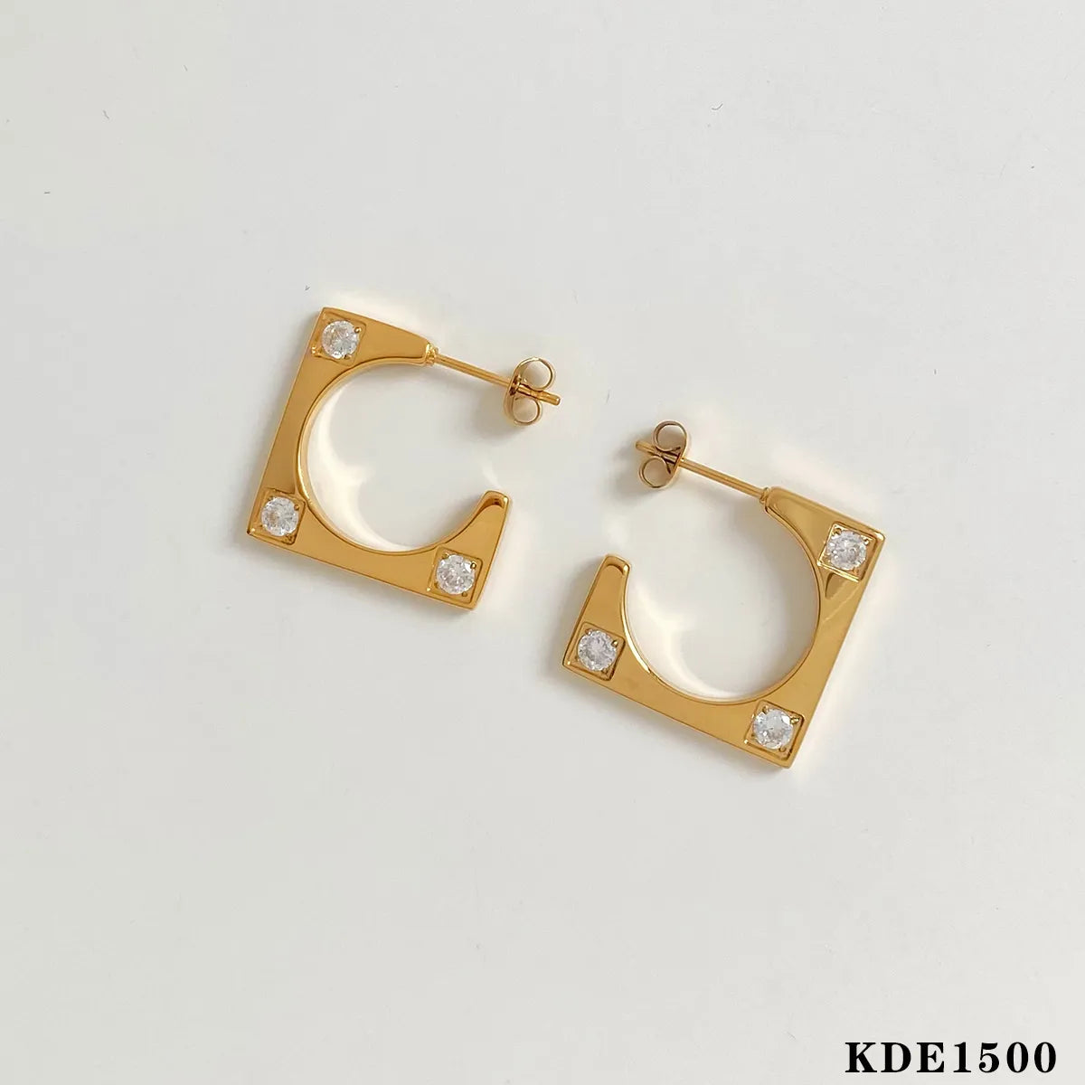 1 Pair Casual Modern Style Geometric Plating Inlay 304 Stainless Steel Zircon 16K Gold Plated White Gold Plated Gold Plated Ear Studs