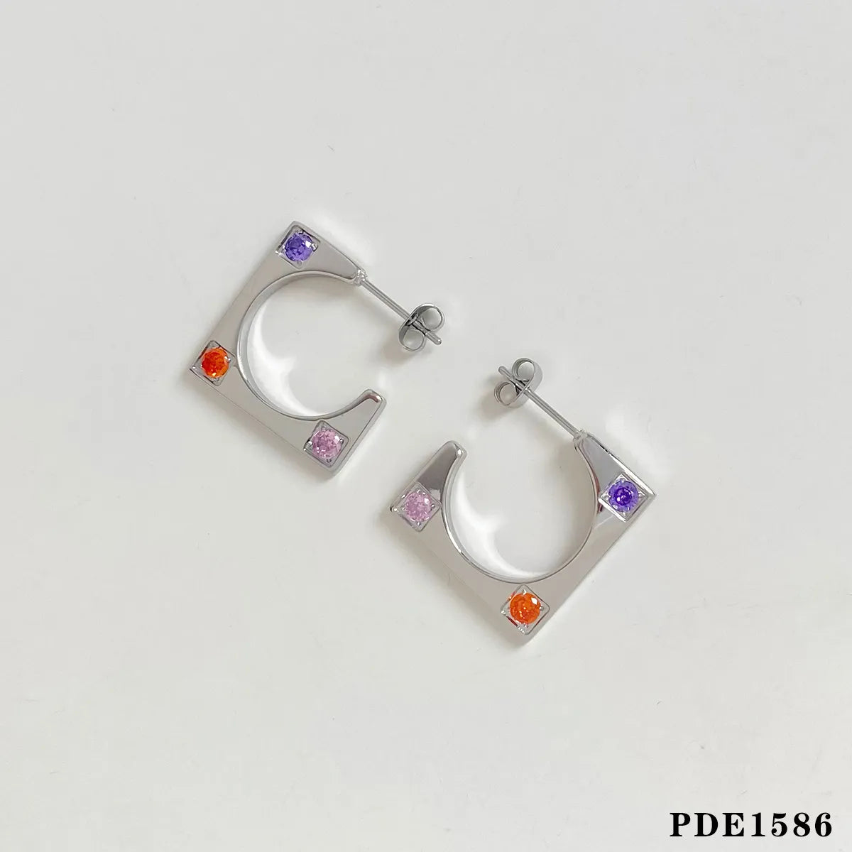 1 Pair Casual Modern Style Geometric Plating Inlay 304 Stainless Steel Zircon 16K Gold Plated White Gold Plated Gold Plated Ear Studs