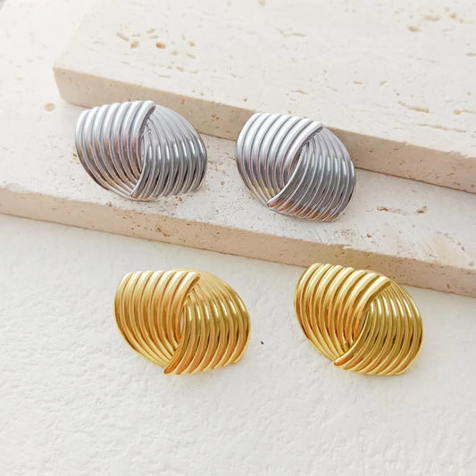 1 Pair Casual Modern Style Geometric Solid Color 304 Stainless Steel 18K Gold Plated Ear Studs