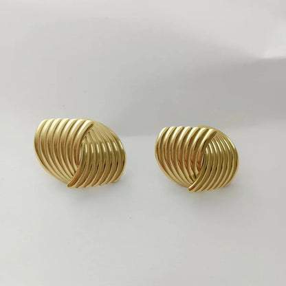 1 Pair Casual Modern Style Geometric Solid Color 304 Stainless Steel 18K Gold Plated Ear Studs