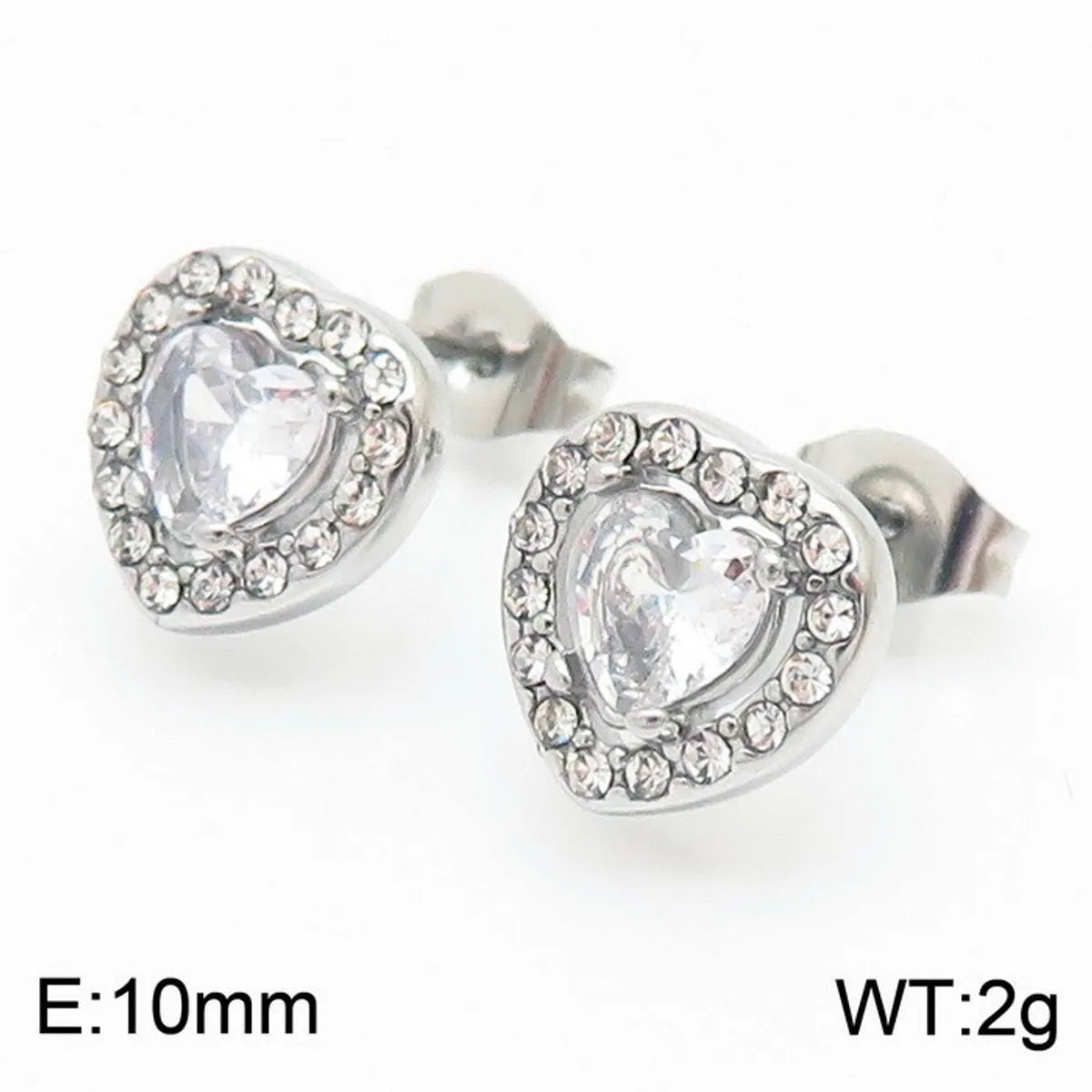 1 Pair Casual Modern Style Heart Shape Plating Inlay Titanium Steel Zircon 18K Gold Plated Ear Studs