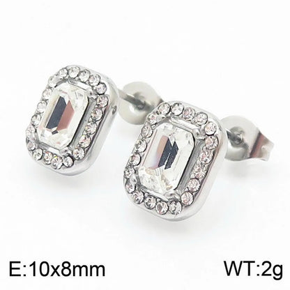 1 Pair Casual Modern Style Heart Shape Plating Inlay Titanium Steel Zircon 18K Gold Plated Ear Studs