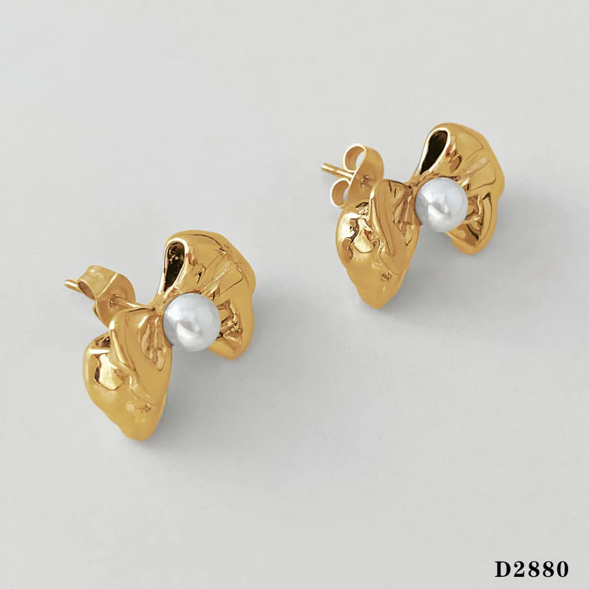 1 Pair Casual Modern Style Oval Bow Knot Inlay 304 Stainless Steel Pearl 16K Gold Plated White Gold Plated Gold Plated Ear Studs