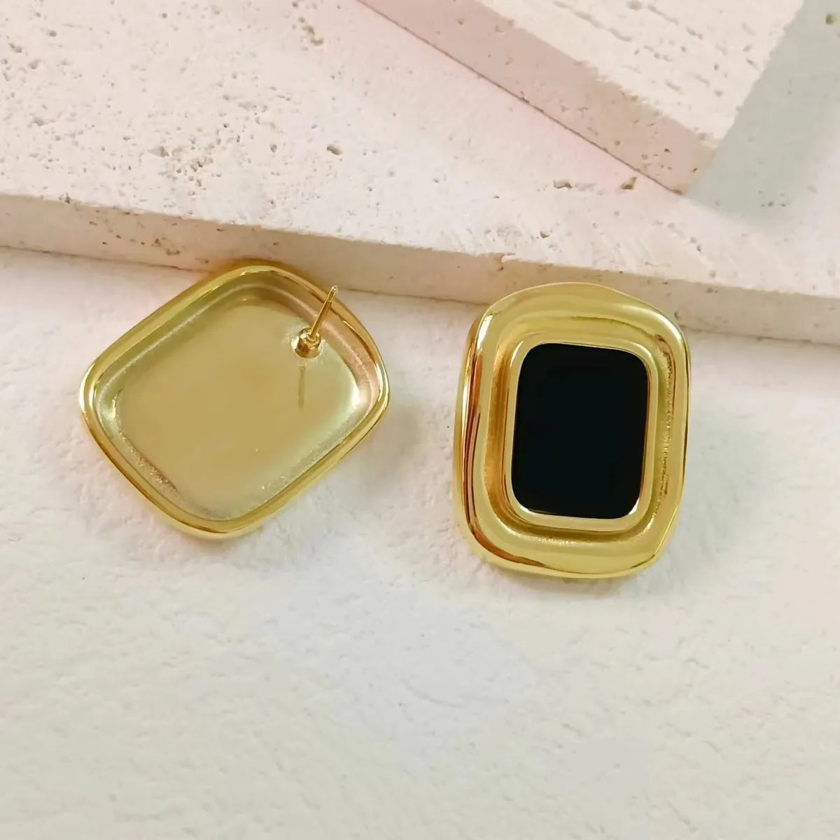 1 Pair Casual Modern Style Rectangle 304 Stainless Steel Acrylic 18K Gold Plated Ear Studs