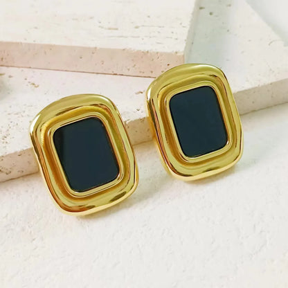 1 Pair Casual Modern Style Rectangle 304 Stainless Steel Acrylic 18K Gold Plated Ear Studs