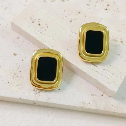 1 Pair Casual Modern Style Rectangle 304 Stainless Steel Acrylic 18K Gold Plated Ear Studs