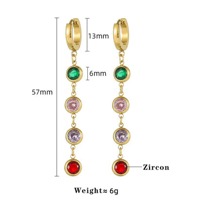 1 Pair Casual Modern Style Round Inlay 304 Stainless Steel Zircon 16K Gold Plated White Gold Plated Gold Plated Drop Earrings