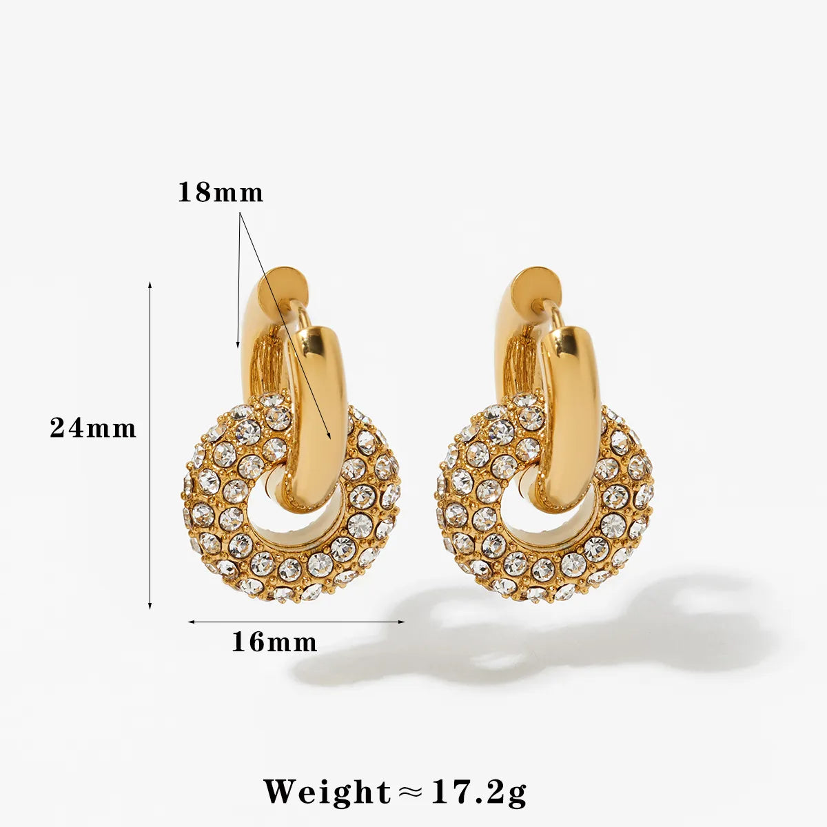 1 Pair Casual Modern Style Round Plating 304 Stainless Steel 16K Gold Plated White Gold Plated Gold Plated Drop Earrings