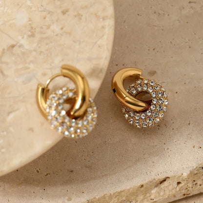 1 Pair Casual Modern Style Round Plating 304 Stainless Steel 16K Gold Plated White Gold Plated Gold Plated Drop Earrings