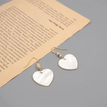 1 Pair Casual Modern Style Simple Style Heart Shape Handmade Shell Drop Earrings