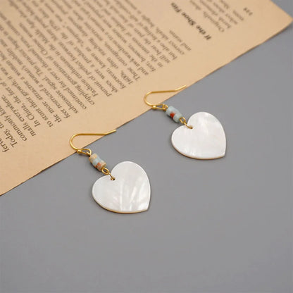 1 Pair Casual Modern Style Simple Style Heart Shape Handmade Shell Drop Earrings