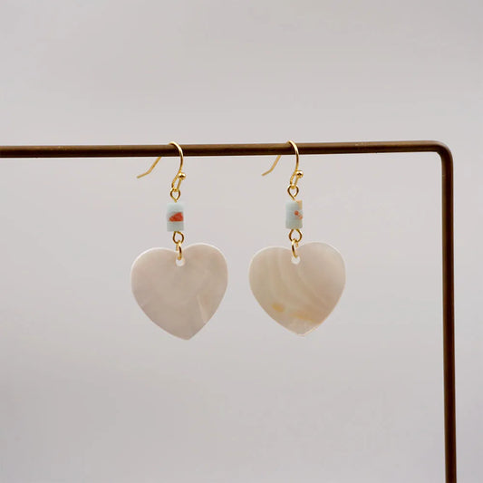 1 Pair Casual Modern Style Simple Style Heart Shape Handmade Shell Drop Earrings