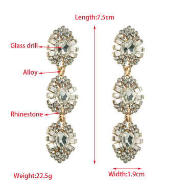 1 Pair Casual Modern Style Solid Color Inlay Alloy Rhinestones Glass Drop Earrings