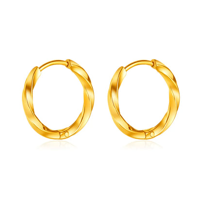 1 Pair Casual Modern Style Spiral Stripe Irregular Metal Stainless Steel Hoop Earrings