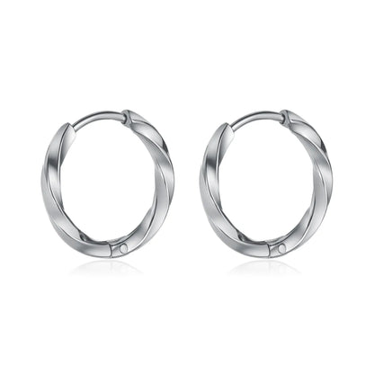 1 Pair Casual Modern Style Spiral Stripe Irregular Metal Stainless Steel Hoop Earrings