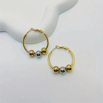 1 Pair Casual Modern Style Streetwear Round Stainless Steel Gold Plated Earrings