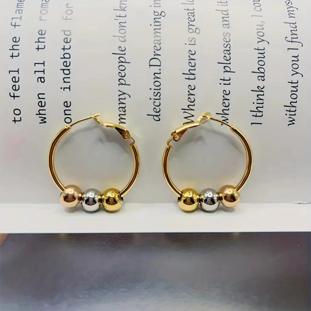 1 Pair Casual Modern Style Streetwear Round Stainless Steel Gold Plated Earrings