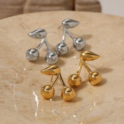 1 Pair Casual Modern Style Sweet Cherry Plating 304 Stainless Steel 16K Gold Plated White Gold Plated Gold Plated Ear Studs