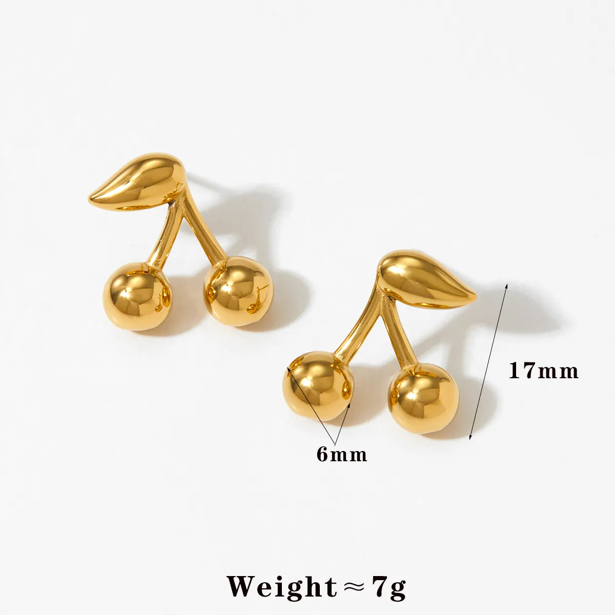 1 Pair Casual Modern Style Sweet Cherry Plating 304 Stainless Steel 16K Gold Plated White Gold Plated Gold Plated Ear Studs