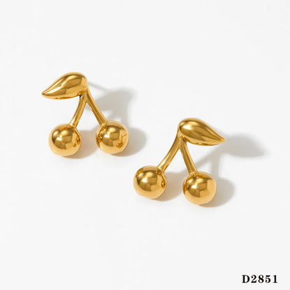 1 Pair Casual Modern Style Sweet Cherry Plating 304 Stainless Steel 16K Gold Plated White Gold Plated Gold Plated Ear Studs