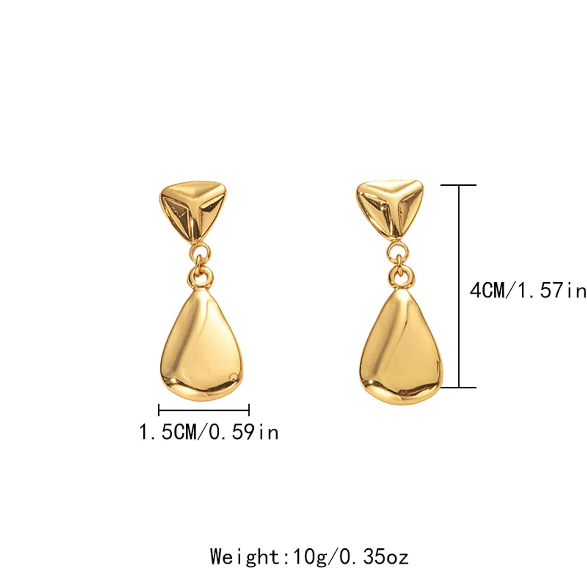 1 Pair Casual Modern Style Sweet Triangle Water Droplets Plating 304 Stainless Steel Gold Plated Drop Earrings