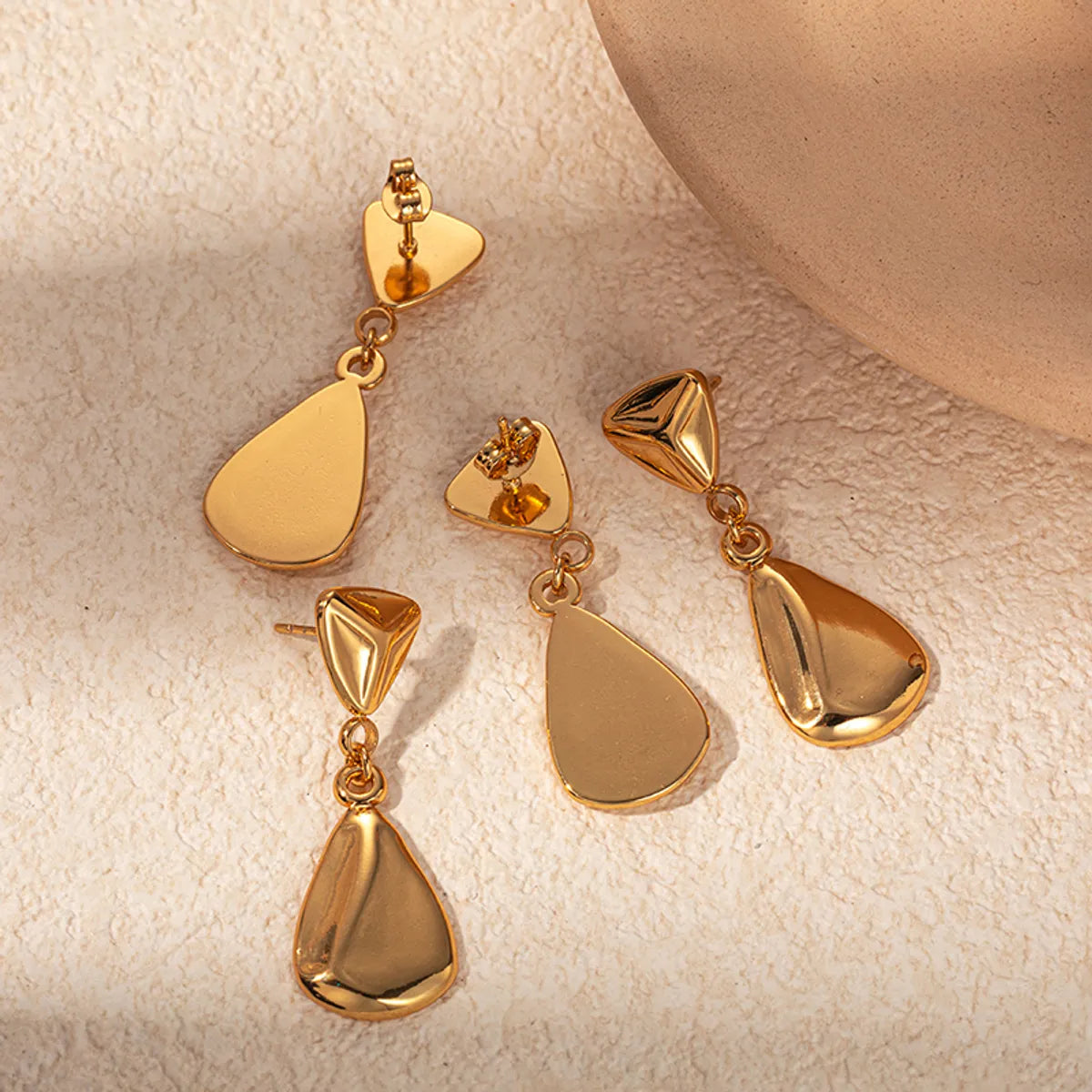 1 Pair Casual Modern Style Sweet Triangle Water Droplets Plating 304 Stainless Steel Gold Plated Drop Earrings